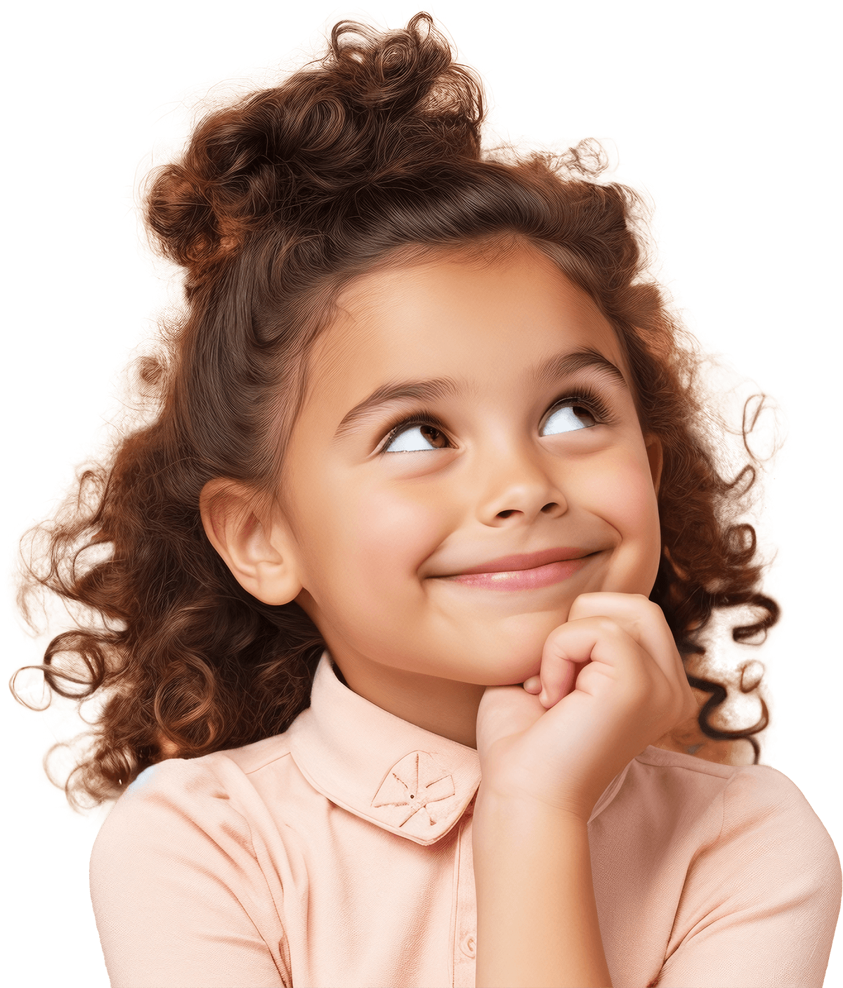 young girl looking up